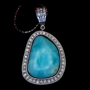 Custom made hand made diamond larimat pendant